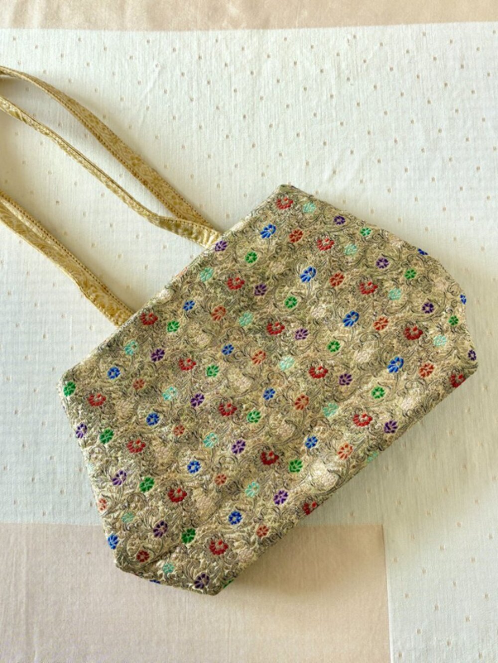 NWOT Gold Brocade Evening Bag Shoulder or Top Handle
